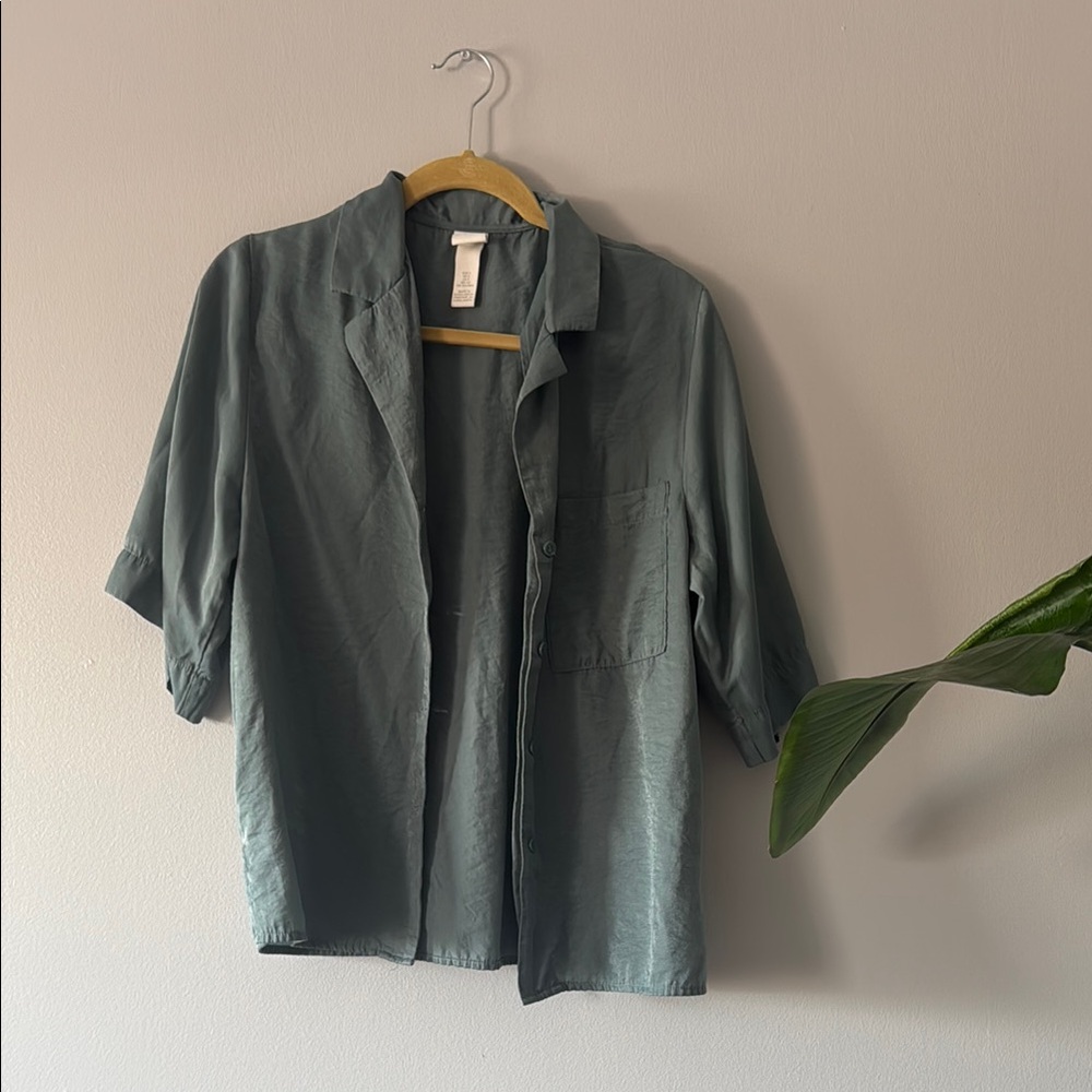 H&M Lightweight Green Shirt Jacket